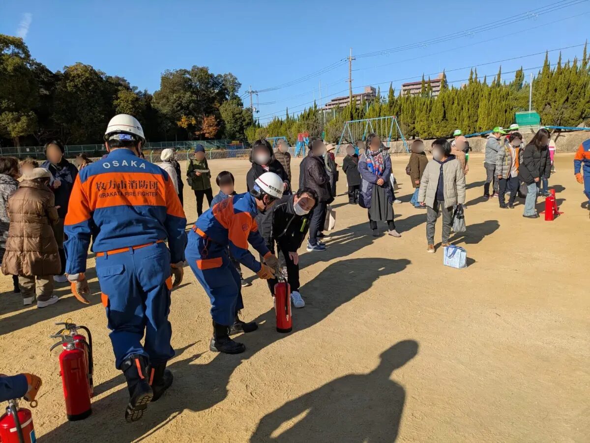 初期消火訓練 さくらおか防災福祉フェスタ 枚方市消防団